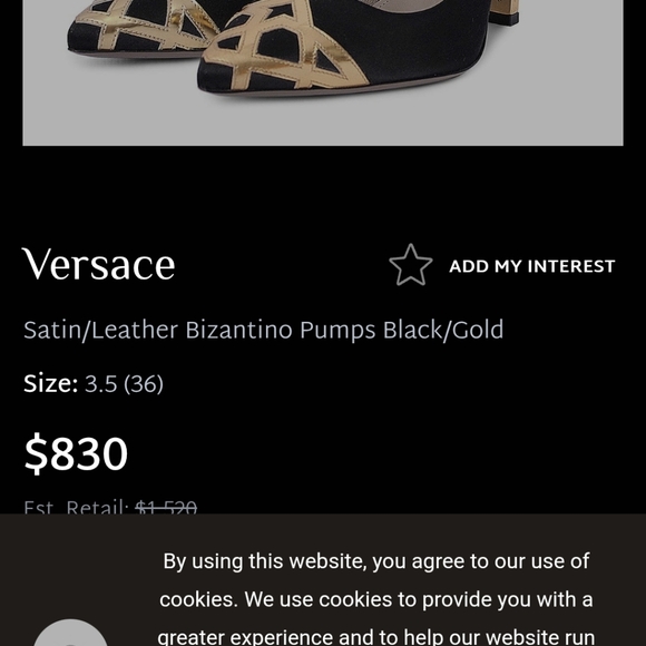 Versace Black Gold Pumps Heels Shoea Designer 38.5 Siz 8 Hollywood Glam - Picture 2 of 16